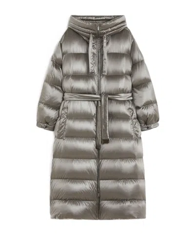 Max Mara Long-sleeved Down Jacket In Gray