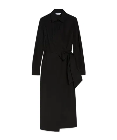 Max Mara Agrume Wrap Long-sleeved Dress In Black