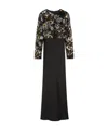 Max Mara Embroidered Tulle And Enver Satin Dress In Black