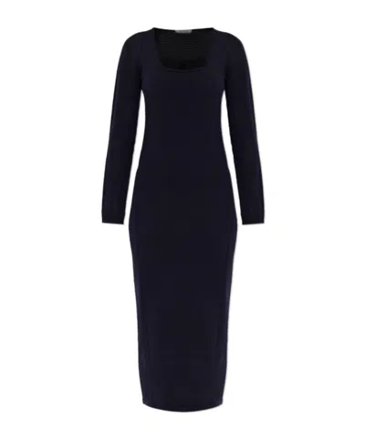 Max Mara Sophia Square Neck Dress In Blue