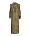 Max Mara Silk Printed Maxi Tunic Dress In Green