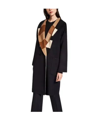Max Mara Long-sleeved Hooded Coat In Black
