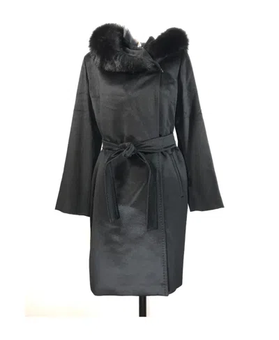 Max Mara Long-sleeved Hooded Coat In Black