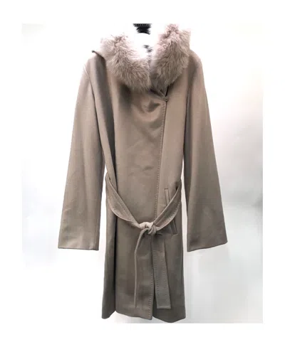 Max Mara Long-sleeved Hooded Coat In Green