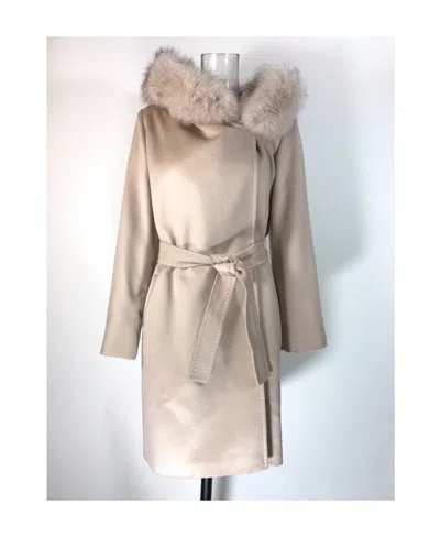 Max Mara Long-sleeved Hooded Coat In Nude