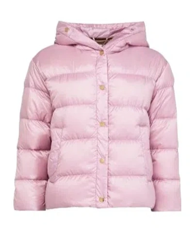 Max Mara Long-sleeved Hooded Cotton Suit In Pink