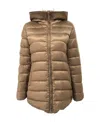 Max Mara Long-sleeved Hooded Down Jacket In Brown