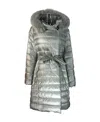 Max Mara Long-sleeved Hooded Down Jacket In Gray