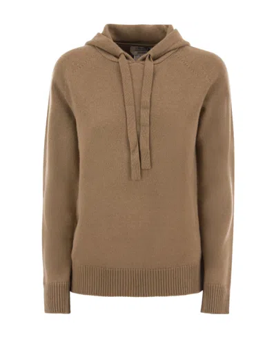 Max Mara Long-sleeved Hooded Sweater In Brown