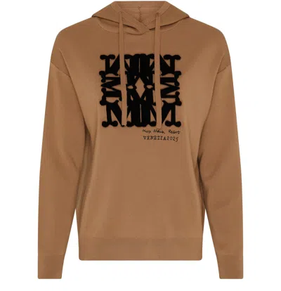 Max Mara Drawstring Long-sleeved Hoodie In Brown
