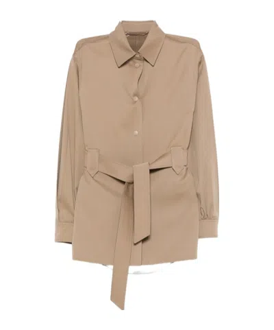 Max Mara Belted Fitted Jacket In Brown