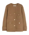 Max Mara Cropped Wool Broadcloth Jacket In Brown