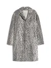 Max Mara Animal-printed Cocoon Style Cotton Coat With Lapel Collar In Multi