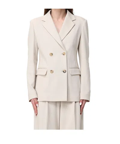 Max Mara Milano-knit Double-breasted Jersey Blazer In White