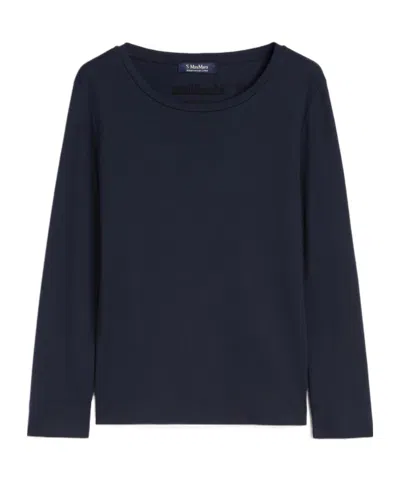 Max Mara Long-sleeved Jersey T-shirt In Blue