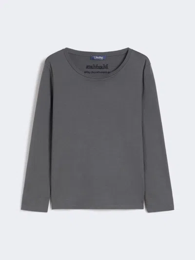 Max Mara Long-sleeved Jersey T-shirt In Gray