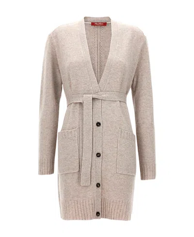 Max Mara Long-sleeved Knitted Cardigan In Nude