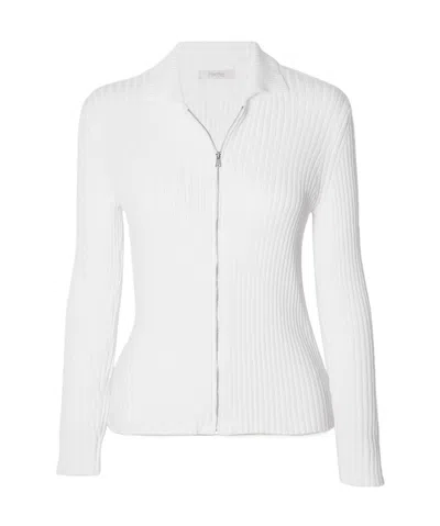 Max Mara Long-sleeved Knitted Cardigan In White