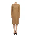 Max Mara Long-sleeved Knitted Dress In Brown