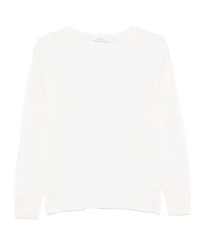 Max Mara Long-sleeved Knitted Shirt In White