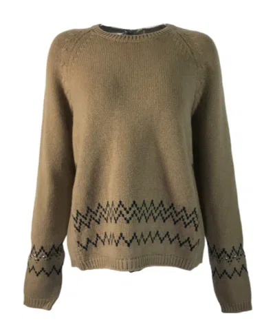 Max Mara Long-sleeved Knitted Sweater In Green