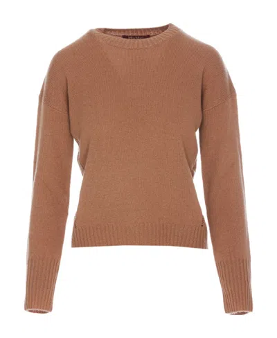 Max Mara Long-sleeved Knitted Sweater In Nude