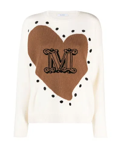Max Mara Long-sleeved Knitted Sweater In White