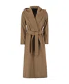 Max Mara Long-sleeved Lace-up Coat In Brown