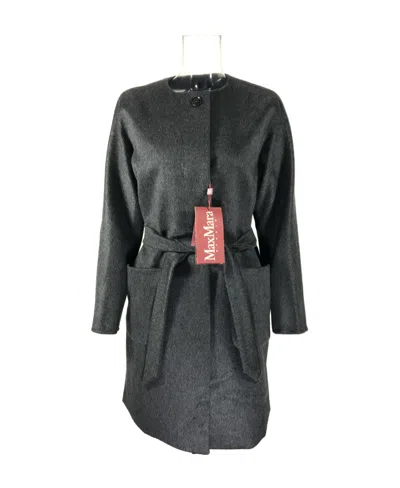 Max Mara Long-sleeved Lace-up Coat In Black