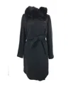 Max Mara Long-sleeved Lace-up Coat In Black
