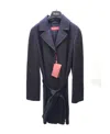 Max Mara Long-sleeved Lace-up Coat In Black