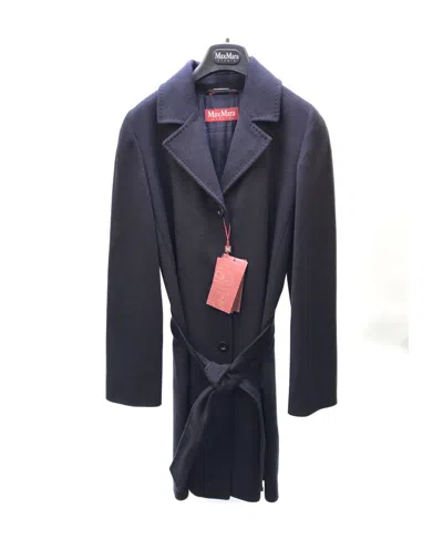 Max Mara Long-sleeved Lace-up Coat In Black