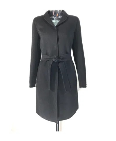 Max Mara Long-sleeved Lace-up Coat In Black
