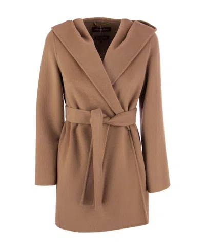 Max Mara Long-sleeved Lace-up Coat In Brown