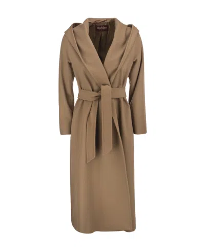 Max Mara Long-sleeved Lace-up Coat In Brown