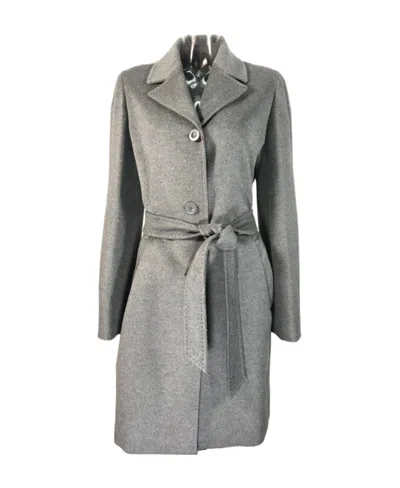 Max Mara Long-sleeved Lace-up Coat In Gray