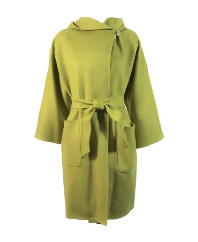 Max Mara Long-sleeved Lace-up Coat In Green