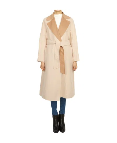 Max Mara Long-sleeved Lace-up Coat In Nude