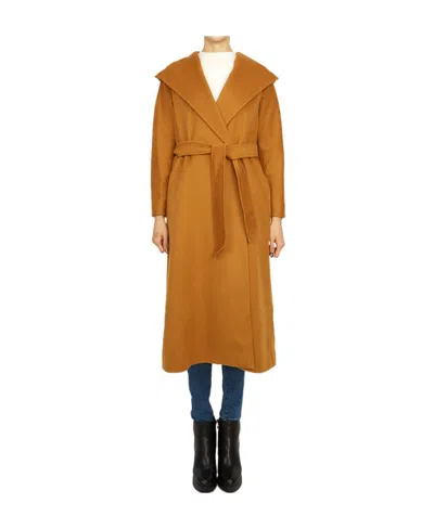 Max Mara Long-sleeved Lace-up Coat In Orange