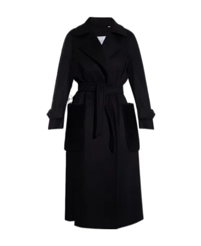 Max Mara Long-sleeved Lapel Coat In Black