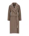 Max Mara Long-sleeved Lapel Coat In Brown