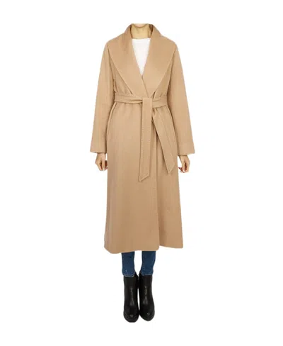 Max Mara Long-sleeved Lapel Coat In Nude
