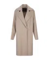 Max Mara Long-sleeved Lapel Coat In Nude