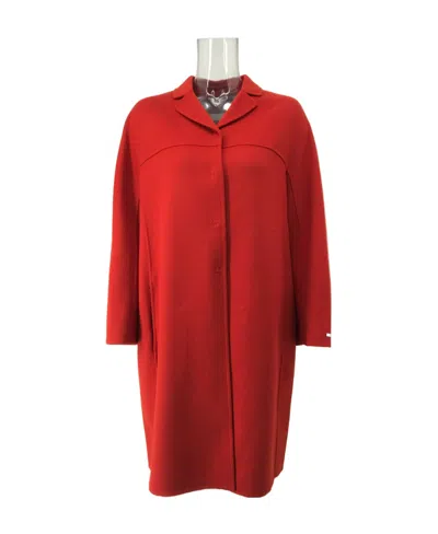 Max Mara Long-sleeved Lapel Coat In Red