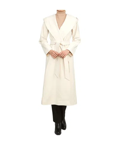 Max Mara Long-sleeved Lapel Coat In White