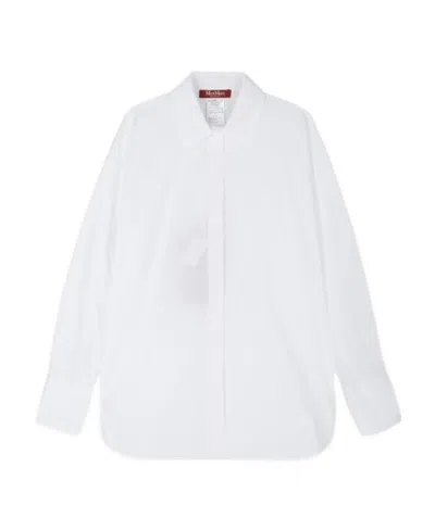 Max Mara Long-sleeved Lapel Shirt In White