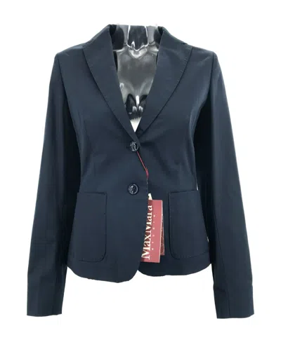 Max Mara Long Sleeved Lapel Suit Jacket In Black