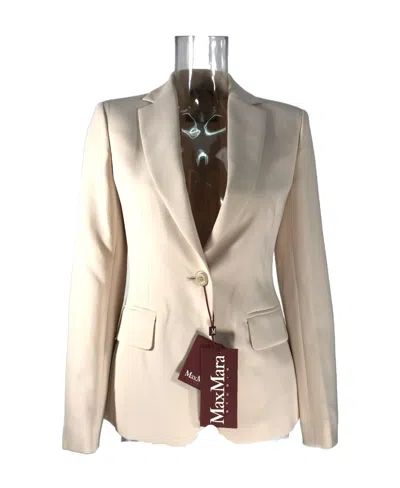 Max Mara Long Sleeved Lapel Suit Jacket In Nude