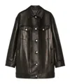 Max Mara Long-sleeved Leather Jacket In Black