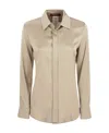 Max Mara Long-sleeved Pointed Collar Shirt In Nude
